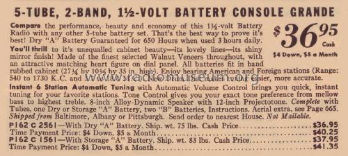 Airline 1561 Order= P162 C 1561 ; Montgomery Ward & Co (ID = 1898007) Radio