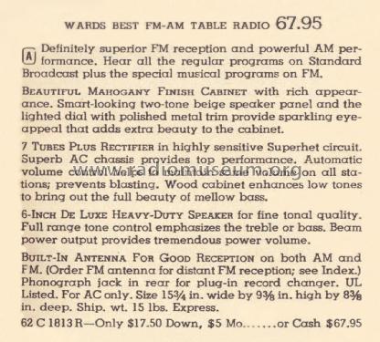 Airline 15WG1813B Order= 62 C 1813 R ; Montgomery Ward & Co (ID = 2025062) Radio