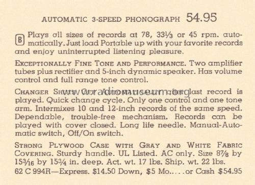 Airline 25GDC-994A; Montgomery Ward & Co (ID = 2031523) R-Player