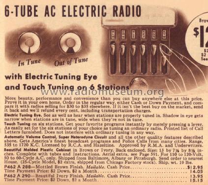 Airline 288 Order= P462 C 288; Montgomery Ward & Co (ID = 1870604) Radio