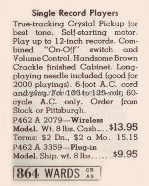 Airline 3359 Order= P462 A 3359 ; Montgomery Ward & Co (ID = 1954387) R-Player