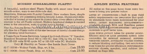 Airline 54BR-1504A Order= 62 C 1504M ; Montgomery Ward & Co (ID = 1994863) Radio