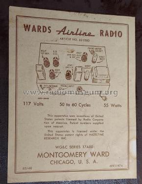 Airline 54WG-2500A; Montgomery Ward & Co (ID = 3100349) Radio