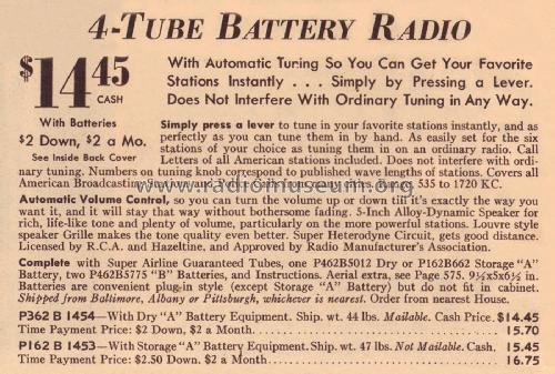 Airline 62-1454 Order= P362 B 1454 ; Montgomery Ward & Co (ID = 1886619) Radio