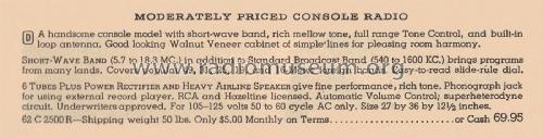 Airline 64WG-2500B Order= 62 C 2500 R ; Montgomery Ward & Co (ID = 1990869) Radio