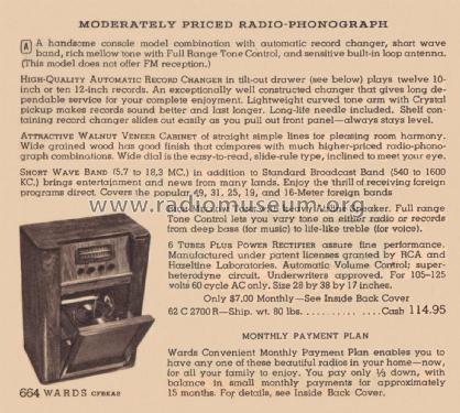 Airline 64WG-2700A Order= 62 C 2700 R ; Montgomery Ward & Co (ID = 1990202) Radio