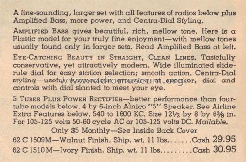 Airline 74WG-1509A Order= 62 C 1509M; Montgomery Ward & Co (ID = 1994827) Radio