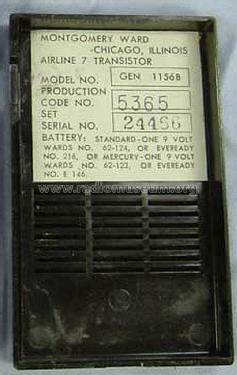 Airline 7 Transistor GEN 1156B ; Montgomery Ward & Co (ID = 1233646) Radio