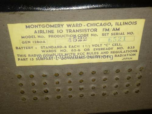 Airline FM-AM 10-Transistor GEN-1260A ; Montgomery Ward & Co (ID = 2738584) Radio