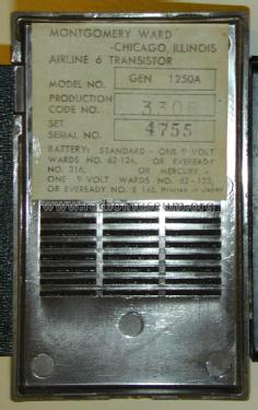 Airline GEN-1250A ; Montgomery Ward & Co (ID = 2898278) Radio