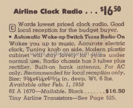 Airline GEN-1670A ; Montgomery Ward & Co (ID = 2121224) Radio