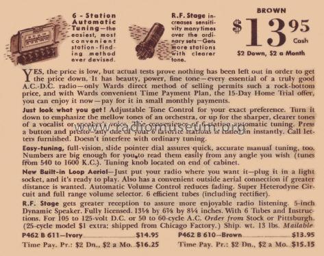 Airline P462C-610 Order= P462 B 610 ; Montgomery Ward & Co (ID = 1921972) Radio