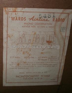 Airline WG-2603A; Montgomery Ward & Co (ID = 964650) Radio