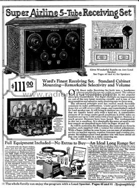 Super Airline 5-Tube Receiving Set ; Montgomery Ward & Co (ID = 1105186) Radio