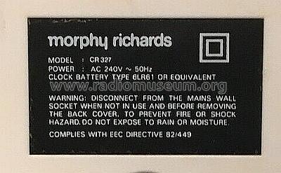 3-Band Alarm Clock Lamp Radio CR 327; Morphy-Richards Ltd. (ID = 2915333) Radio