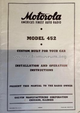 452 Ch= A-31; Motorola Inc. ex (ID = 2925853) Car Radio