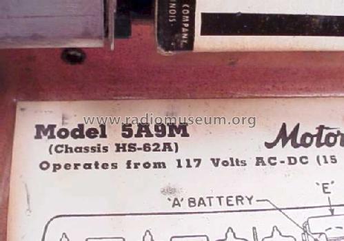 5A9M Ch= HS-62A; Motorola Inc. ex (ID = 266377) Radio
