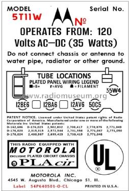 5T11W Ch= HS-652; Motorola Inc. ex (ID = 3004352) Radio