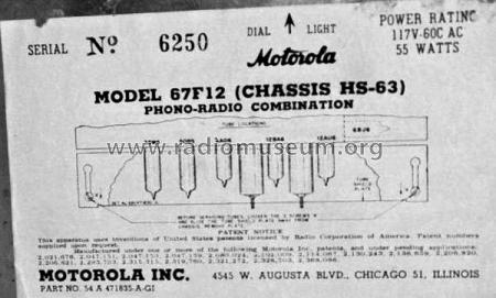 67F12 Ch= HS-63; Motorola Inc. ex (ID = 219998) Radio