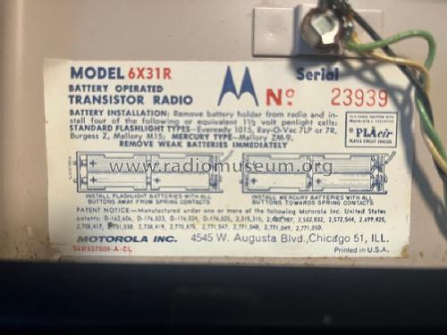 6X31R Ch= HS-564; Motorola Inc. ex (ID = 2935680) Radio