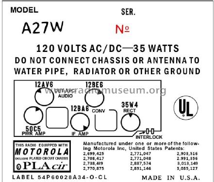 A27W ; Motorola Inc. ex (ID = 2979375) Radio