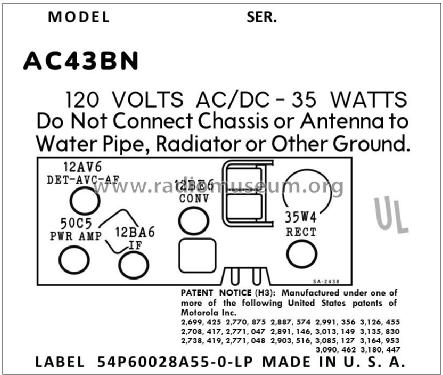 AC43BN Ch= HS-67201; Motorola Inc. ex (ID = 3003756) Radio