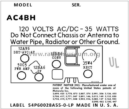 AC4BH Ch= HS-67201; Motorola Inc. ex (ID = 3003751) Radio