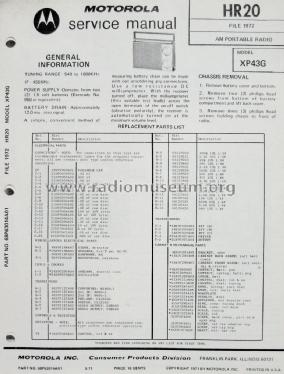 AM Portable Radio XP43G; Motorola Inc. ex (ID = 1849981) Radio