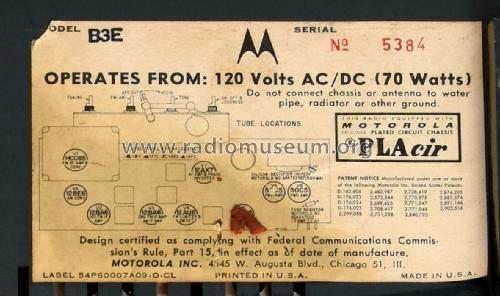 B3E Ch= HS-821; Motorola Inc. ex (ID = 2514043) Radio