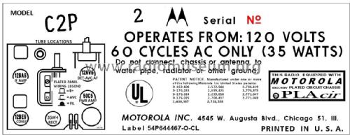 C2P Ch= HS-749; Motorola Inc. ex (ID = 2892317) Radio