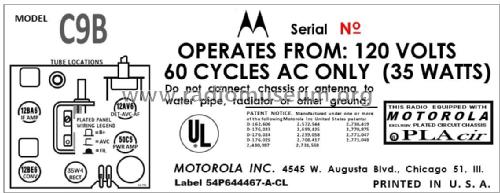 C9B Ch= HS-750; Motorola Inc. ex (ID = 2883760) Radio