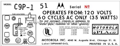 C9P-1 Ch= HS-750; Motorola Inc. ex (ID = 2892893) Radio