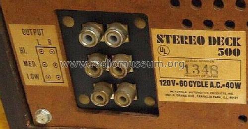 Stereo 8 Deck 500; Motorola Inc. ex (ID = 2841787) R-Player