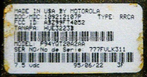 Radius SP50 P94YQT20A2AA; Motorola Inc. ex (ID = 1816087) Amat TRX