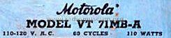 VT 71MB-A ; Motorola Inc. ex (ID = 620344) Television