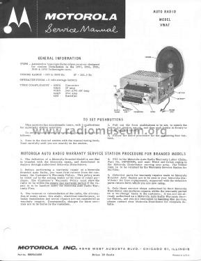 VWA7 ; Motorola Inc. ex (ID = 2835850) Car Radio