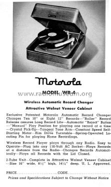 WR-4 Wireless Record Changer ; Motorola Inc. ex (ID = 1428497) R-Player