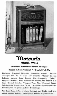 WR-5 Wireless Record Changer ; Motorola Inc. ex (ID = 1428499) R-Player