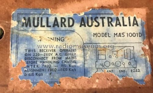 MAS1001D; Mullard Radio (ID = 2677093) Radio