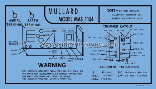 MAS1154; Mullard Radio (ID = 2974544) Radio