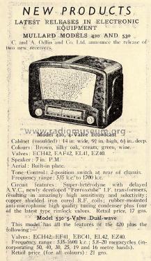 530; Mullard NZ, C. & A. (ID = 2695683) Radio