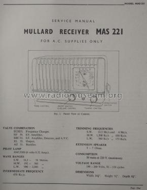 MAS221; Mullard Wireless, (ID = 1750408) Radio