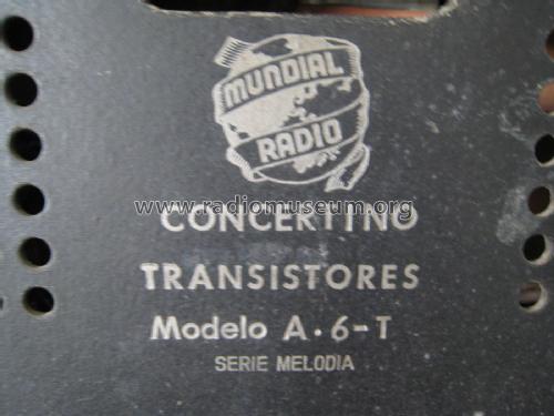 Concertino Transistores serie Melodía A-6-T; Mundial Radio; (ID = 1814100) Radio