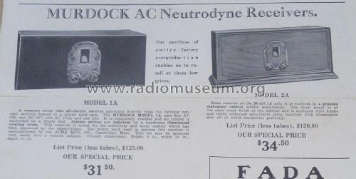 AC Neutrodyne Receiver Model 1A; Murdock, WM.J. Co.; (ID = 2085503) Radio