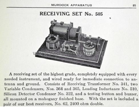 Receiving Set 505; Murdock, WM.J. Co.; (ID = 1562019) mod-pre26