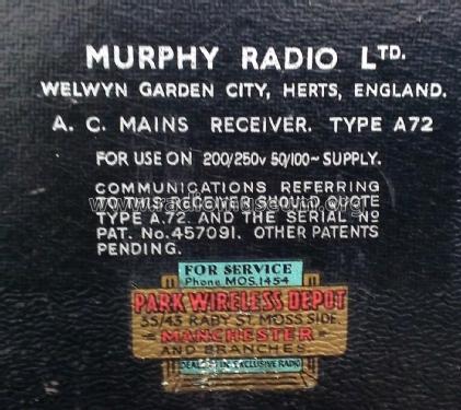 A72; Murphy Radio Ltd.; (ID = 1978109) Radio