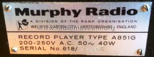 A851G; Murphy Radio Ltd.; (ID = 2117473) Reg-Riprod