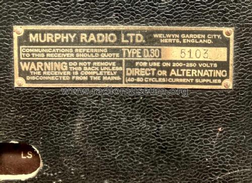 D30; Murphy Radio Ltd.; (ID = 2951064) Radio