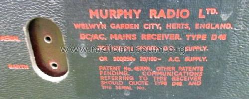 D48; Murphy Radio Ltd.; (ID = 2712722) Radio