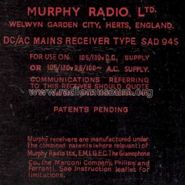 SAD94S; Murphy Radio Ltd.; (ID = 408347) Radio